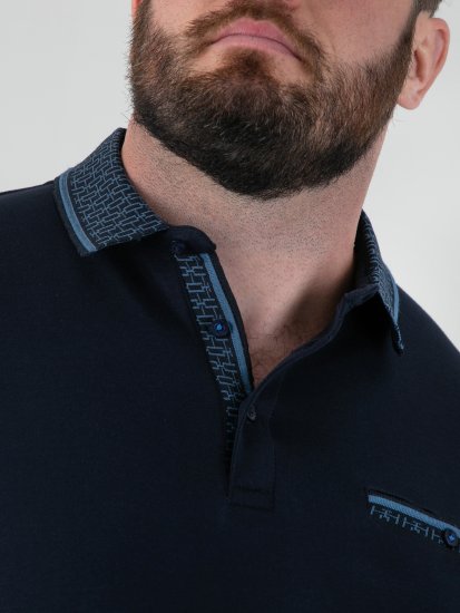 D555 Barret Interlock Jacquard Collar & Cuffs Polo Navy - Pikeepaidat - Miesten isot pikeepaidat