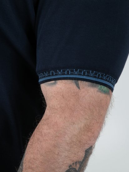 D555 Barret Interlock Jacquard Collar & Cuffs Polo Navy - Pikeepaidat - Miesten isot pikeepaidat