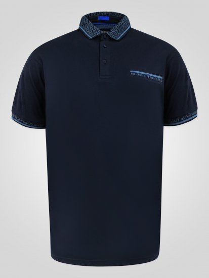 D555 Barret Interlock Jacquard Collar & Cuffs Polo Navy - Pikeepaidat - Miesten isot pikeepaidat