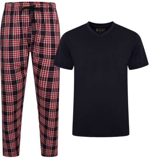 Kam Jeans 897 Lounge Pants and T-Shirt Set Red/Black - Pyjama/Loungewear - Miesten Pyjamat Isot Koot