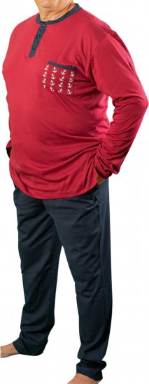 20 Nodi Maestrale Pajamas with Long Pants in Combed Cotton Jersey Red - Pyjama/Loungewear - Miesten Pyjamat Isot Koot