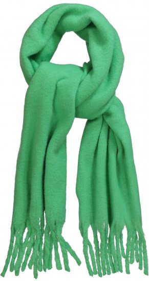 Ulla Popken Trendy Boucle Yarn Fringe Knit Scarf Green - Naisten asusteet isot koot - 