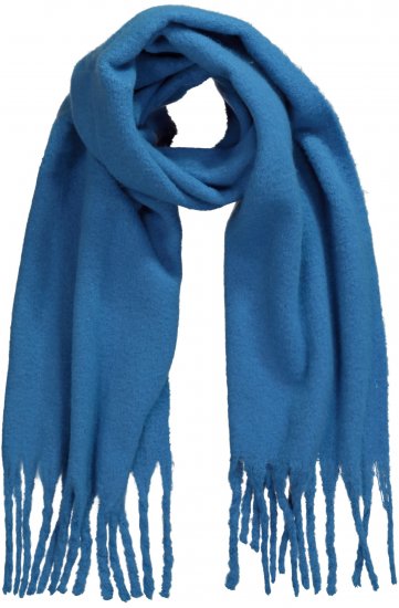 Ulla Popken Trendy Boucle Yarn Fringe Knit Scarf Teal Blue - Asusteet - 