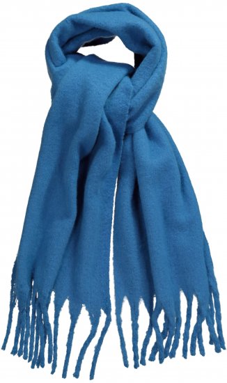 Ulla Popken Trendy Boucle Yarn Fringe Knit Scarf Teal Blue - Asusteet - 