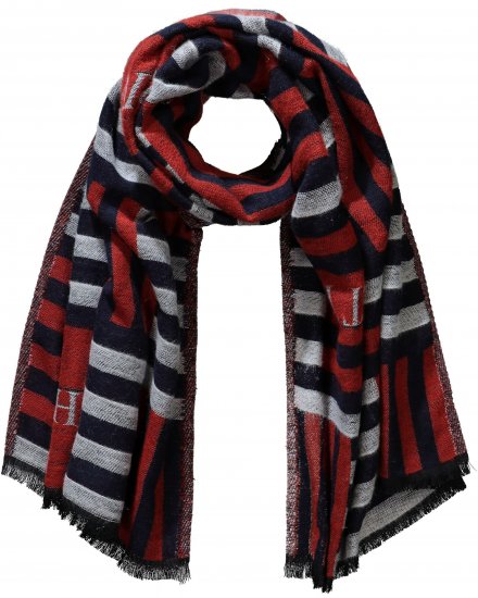 Ulla Popken Be Happy Statement Print Scarf Navy - Naisten asusteet isot koot - 