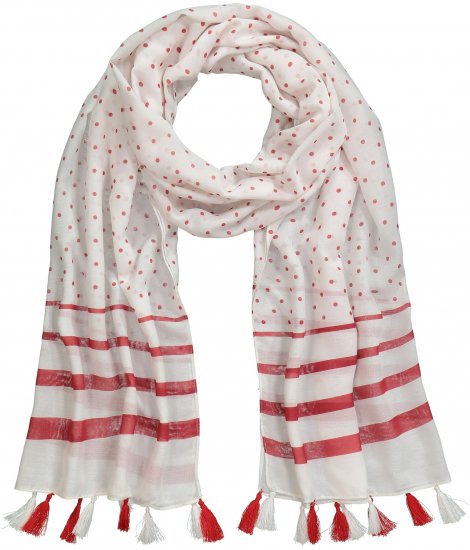 Ulla Popken Dot Print Tassel Accent Scarf Red - Asusteet - 