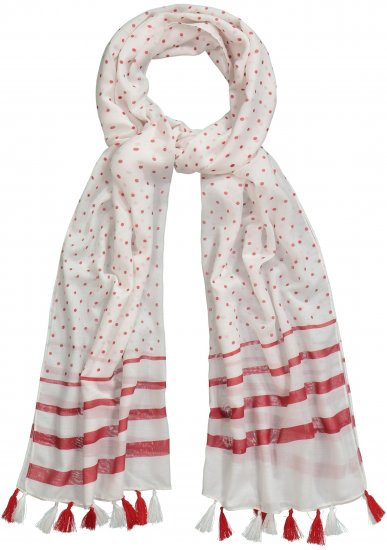 Ulla Popken Dot Print Tassel Accent Scarf Red - Asusteet - 