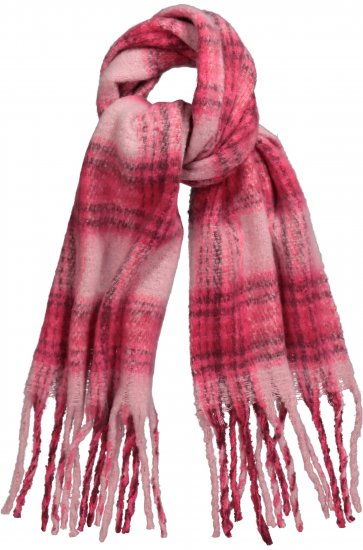 Ulla Popken Plaid Long Fringe Scarf Aubergine - Asusteet - 