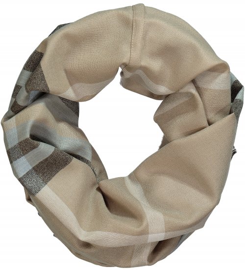 Ulla Popken Plaid Infinity Scarf Brown - Asusteet - 