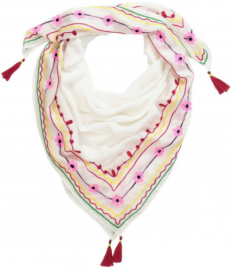 Ulla Popken Tassel Embroidery Scarf Snow White - Asusteet - 