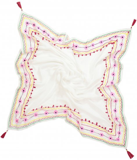 Ulla Popken Tassel Embroidery Scarf Snow White - Asusteet - 