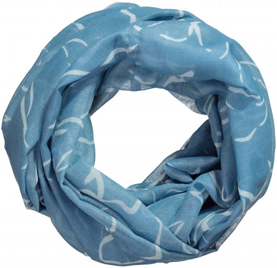 Ulla Popken Patterned Infinity Scarf Blue - Naisten asusteet isot koot - 