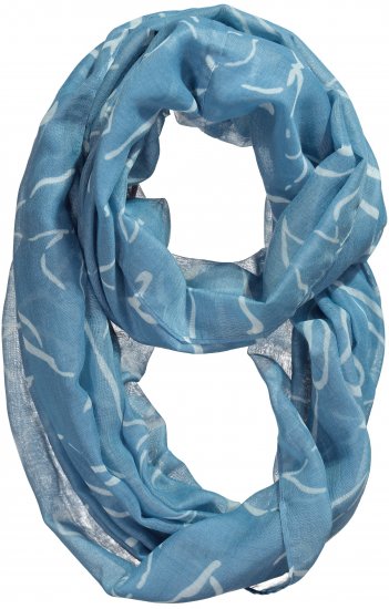 Ulla Popken Patterned Infinity Scarf Blue - Naisten asusteet isot koot - 