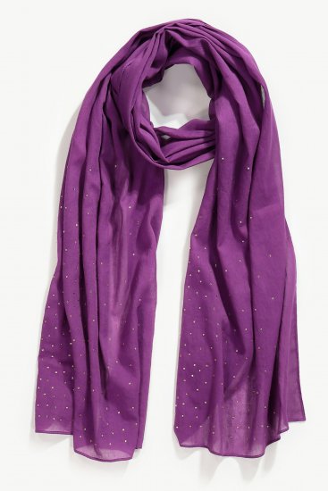 Ulla Popken Rhinestone Scarf Purple - Naisten asusteet isot koot - 