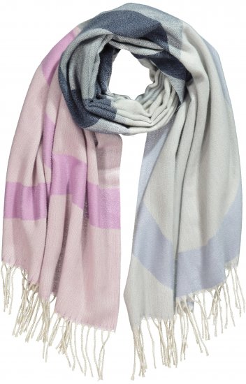 Ulla Popken Cozy Lettering Fringed Scarf Pink and Blue - Asusteet - 