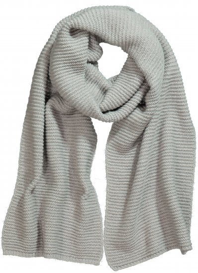 Ulla Popken Garter Stitch Knit Scarf Light Grey Melange - Naisten asusteet isot koot - 