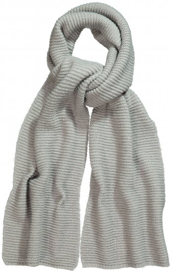 Ulla Popken Garter Stitch Knit Scarf Light Grey Melange - Naisten asusteet isot koot - 