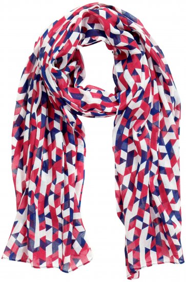 Ulla Popken Geometric Print Scarf Dark Red - Naisten asusteet isot koot - 