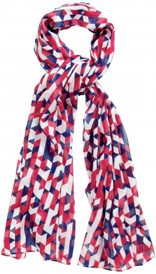 Ulla Popken Geometric Print Scarf Dark Red - Naisten asusteet isot koot - 