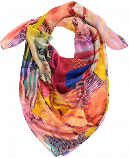 Ulla Popken Colorful Square Silk Scarf Rainbow - Asusteet - 