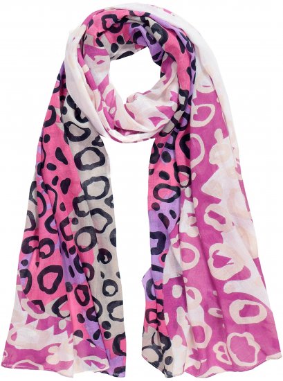 Ulla Popken Rainbow Leopard Print Scarf Pink - Naisten asusteet isot koot - 