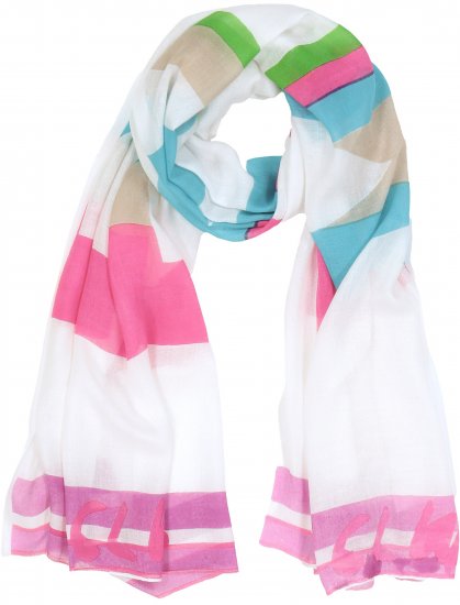 Ulla Popken Pink Lettering Border Print Scarf Snow White - Asusteet - 