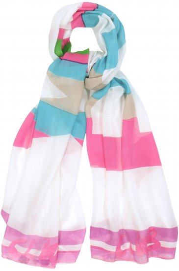 Ulla Popken Pink Lettering Border Print Scarf Snow White - Asusteet - 