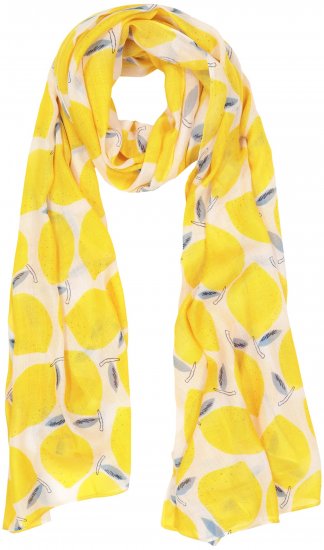 Ulla Popken Lemon Print Scarf Sun Yellow - Asusteet - 