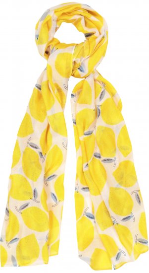 Ulla Popken Lemon Print Scarf Sun Yellow - Asusteet - 