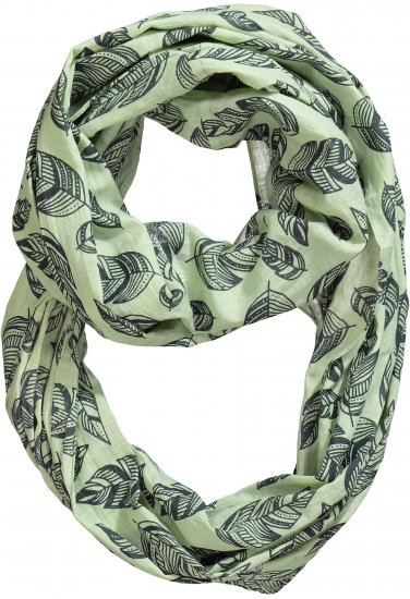 Ulla Popken Leaf Print Infinity Scarf Pistachio - Naisten asusteet isot koot - 