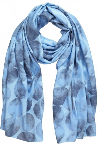 Ulla Popken Circle Print Scarf Blue - Naisten asusteet isot koot - 