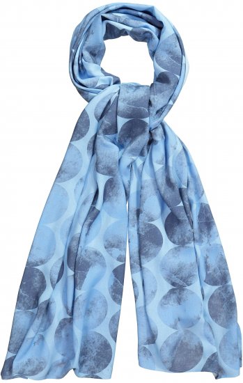 Ulla Popken Circle Print Scarf Blue - Naisten asusteet isot koot - 