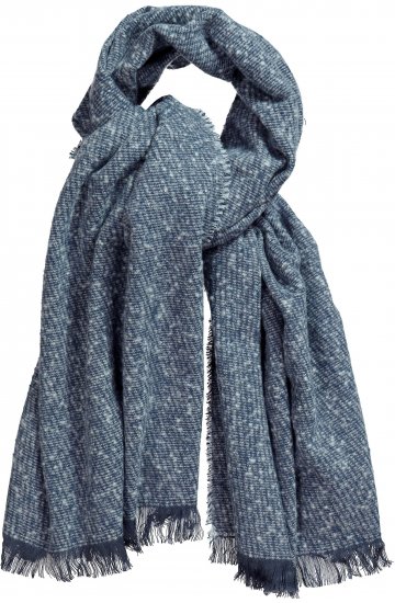 Ulla Popken Fringed Hem Knit Scarf Deep Aqua - Asusteet - 