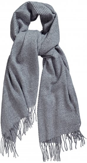 Ulla Popken Ribbed Knit Fringed Hem Scarf Grey Melange - Asusteet - 