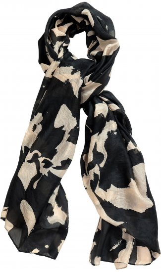 Ulla Popken Printed Silk Scarf Black - Asusteet - 