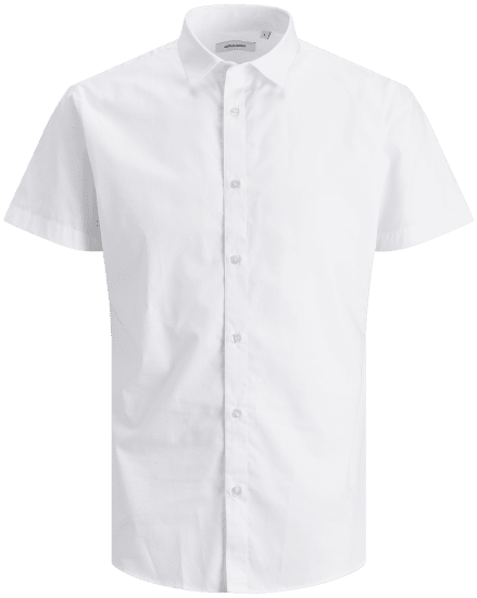 Jack & Jones JOE Shirt Short sleeve Plain Casual White - Kauluspaidat - Miesten isot kauluspaidat 2XL – 8XL
