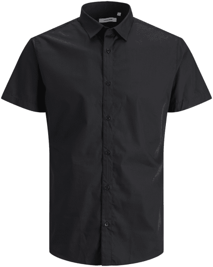 Jack & Jones JOE Shirt Short Sleeve Plain Casual Black - Kauluspaidat - Miesten isot kauluspaidat 2XL – 8XL