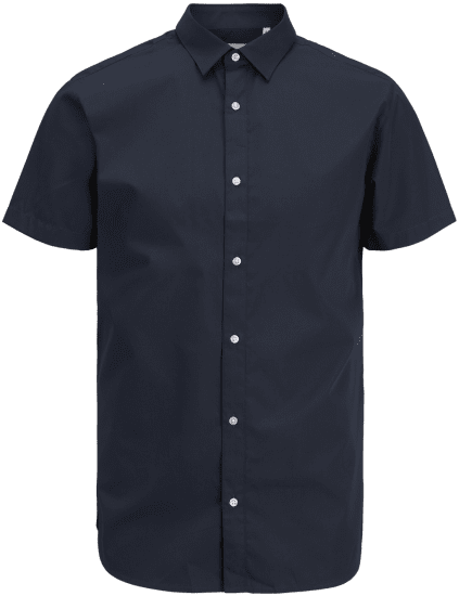 Jack & Jones JOE Shirt Short Sleeve Plain Casual Navy - Kauluspaidat - Miesten isot kauluspaidat 2XL – 8XL