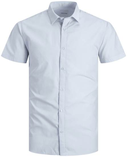 Jack & Jones JOE Shirt Short Sleeve Plain Casual Blue - Kauluspaidat - Miesten isot kauluspaidat 2XL – 8XL