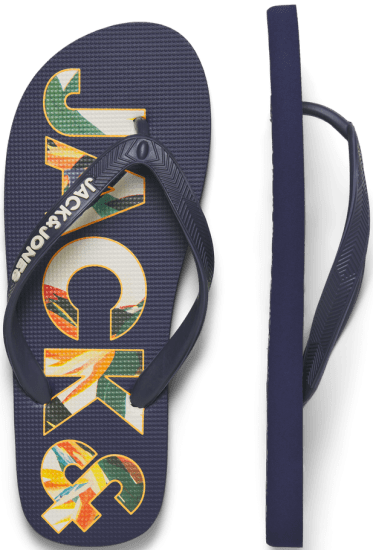 Jack & Jones Logo Palm Print Flip Flop Slippers Medieval Blue - Miesten Kengät 40-52 - 
