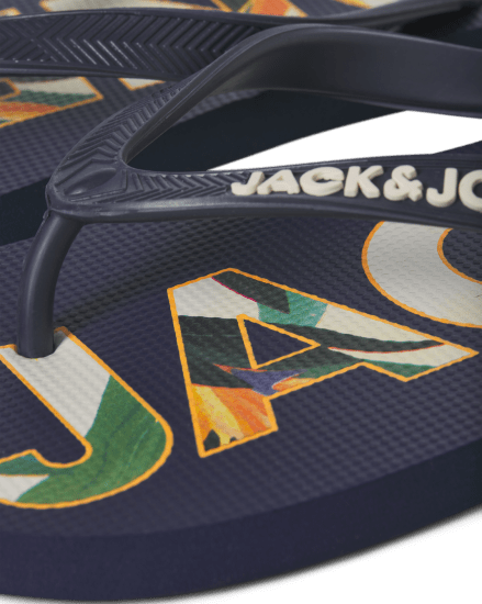 Jack & Jones Logo Palm Print Flip Flop Slippers Medieval Blue - Miesten Kengät 40-52 - 