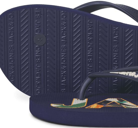 Jack & Jones Logo Palm Print Flip Flop Slippers Medieval Blue - Miesten Kengät 40-52 - 