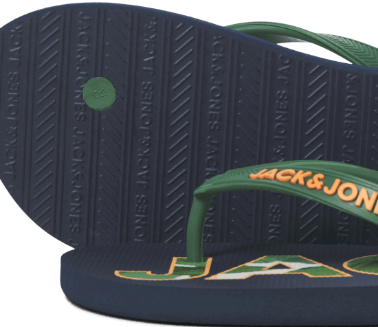Jack & Jones Logo Palm Print Flip Flop Slippers Navy Blazer/Verdant Green - Miesten Kengät 40-52 - 