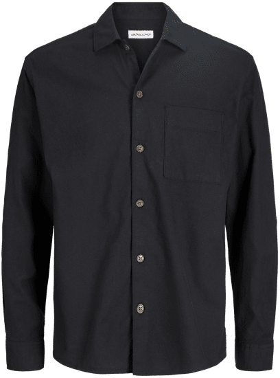 Jack & Jones TRISTAN Overshirt Long Sleeve Black - Kauluspaidat - Miesten isot kauluspaidat 2XL – 8XL