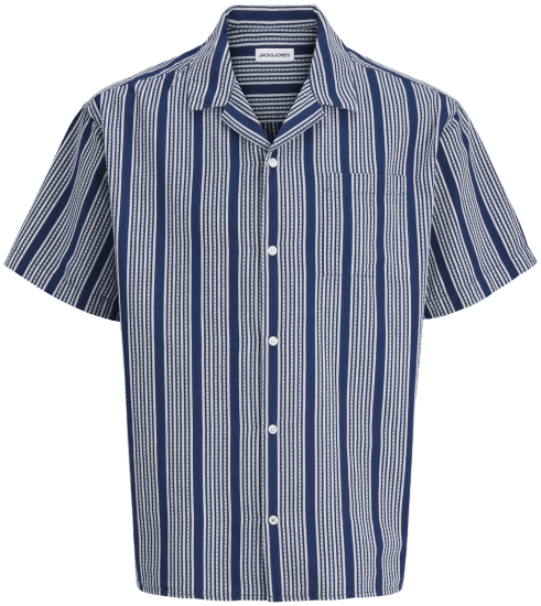 Jack & Jones Edover Resort Short Sleeve Shirt Dark Blue - Kauluspaidat - Miesten isot kauluspaidat 2XL – 8XL