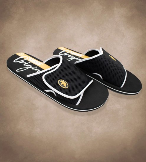 D555 DRAKE Slippers With Velcro Fastening Black - Miesten Kengät 40-52 - 