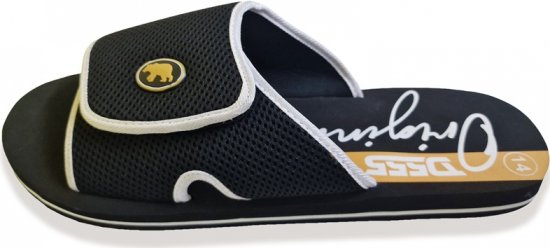 D555 DRAKE Slippers With Velcro Fastening Black - Miesten Kengät 40-52 - 