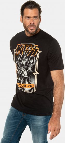 JP1880 KISS Retro Graphic Comfort Fit Band T-Shirt Black - T-paidat - Isot T-paidat 2XL – 14XL