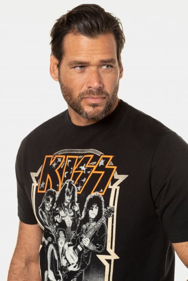 JP1880 KISS Retro Graphic Comfort Fit Band T-Shirt Black - T-paidat - Isot T-paidat 2XL – 14XL
