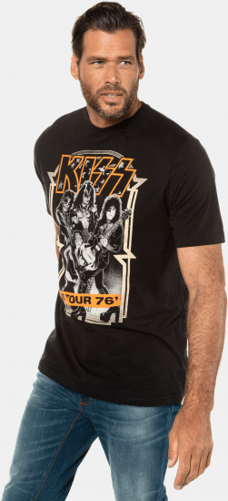 JP1880 KISS Retro Graphic Comfort Fit Band T-Shirt Black - T-paidat - Isot T-paidat 2XL – 14XL